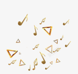 金色三角形和音符形状绘画素材