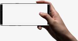手持横向模式的盖乐世Note8的透明底素材