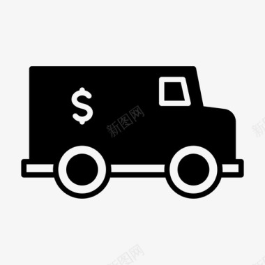 银行卡车汽车货币图标