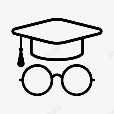 毕业帽祝贺眼镜图标