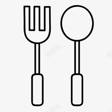 叉子和勺子餐具银图标