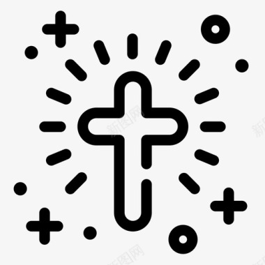 闪亮的十字架基督徒复活节图标