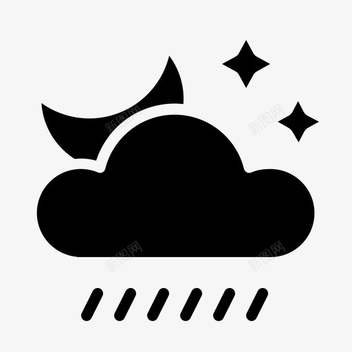 阴雨月夜天气svg_新图网 https://ixintu.com 阴雨 月夜 天气