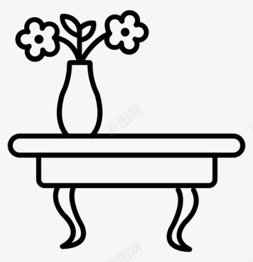 桌子花台家居植物图标