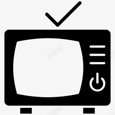旧电视天线电视复古电视图标