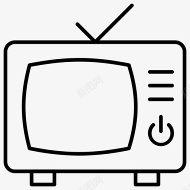 老电视天线电视复古电视图标