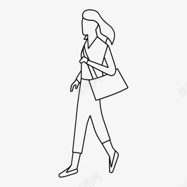 女人散步成人包图标