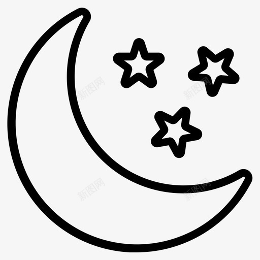 夜新月月亮svg_新图网 https://ixintu.com 月亮 新月 星星 万圣节 轮廓