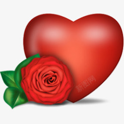 玫瑰花和红心图标抠图透明素材