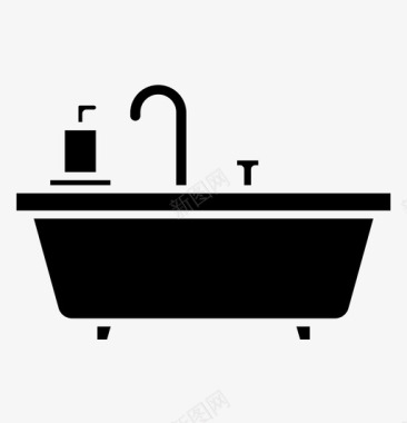 浴缸浴室家庭符号图标