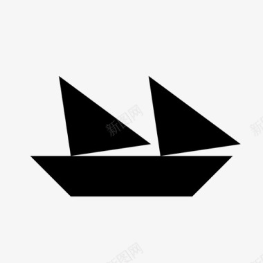 帆船七巧板航海纵帆船图标