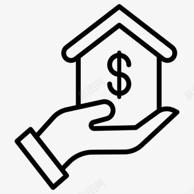 住房贷款美元房子图标