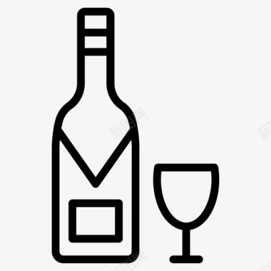 葡萄酒酒瓶酒杯图标