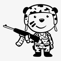 动物士兵熊军枪步枪高清图片