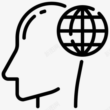 世界思维头脑思维和大脑图标