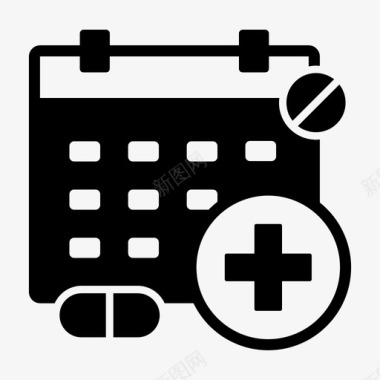 药物时间表日历医疗保健图标
