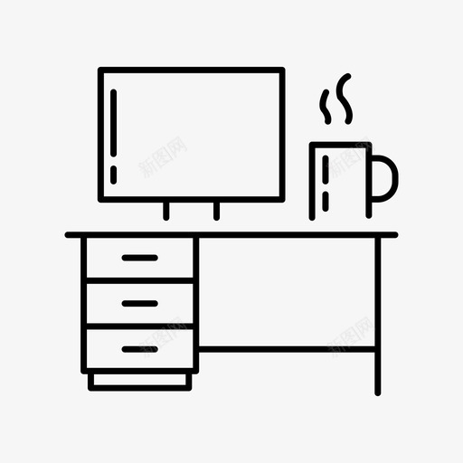 办公桌咖啡杯显示器svg_新图网 https://ixintu.com 办公桌 咖啡杯 显示器 架子
