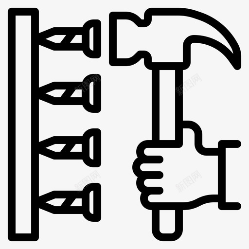 锤子建筑钉子svg_新图网 https://ixintu.com 修理 修理工 劳动力 工具 建筑 钉子 钉钉子 锤子