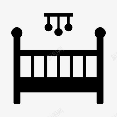 婴儿床家具家居图标