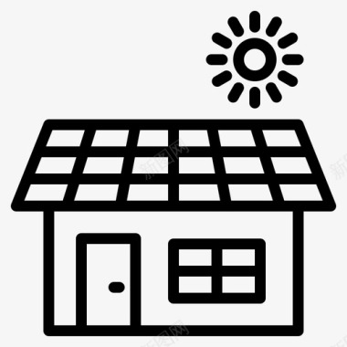 太阳能屋顶建筑能源图标