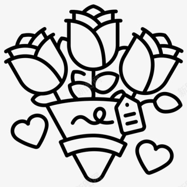 玫瑰束花红色图标