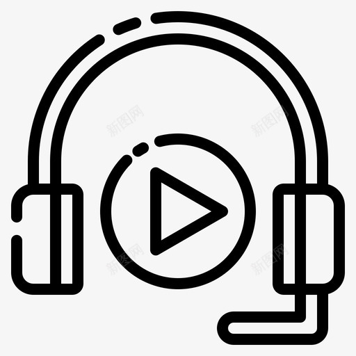 耳机在线学习聆听svg_新图网 https://ixintu.com 在线学习 耳机 聆听 播放
