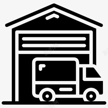 交货仓库包裹交货和物流图示符图标