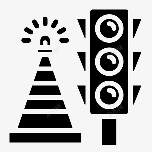 交通标志圆锥体方向svg_新图网 https://ixintu.com 交通标志 圆锥体 方向 道路 红绿灯 人工