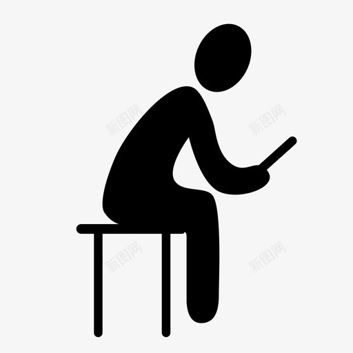 坐着的人长凳智能手机svg_新图网 https://ixintu.com 坐着 长凳 智能 手机