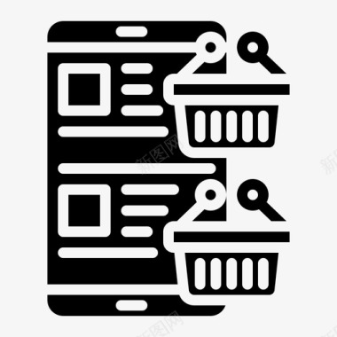 智能手机购物篮电子商务图标