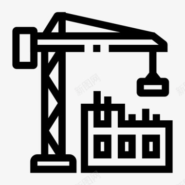 建筑施工起重机房地产图标