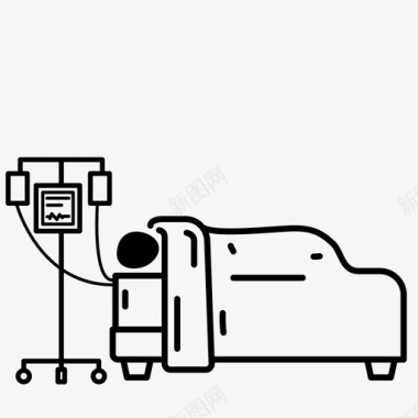 病床卧床不起的病人图标