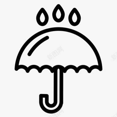 细雨下雨雨伞图标