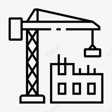 建筑施工起重机房地产图标