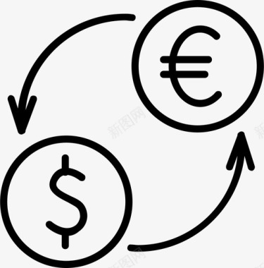 美元欧元兑换货币兑换商业图标