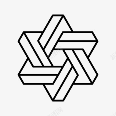 不可能的六线形犹太教彭罗斯三角形图标