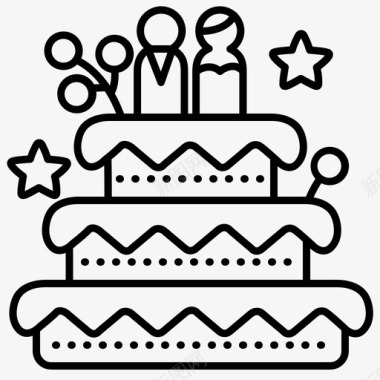 婚礼蛋糕仪式婚姻图标