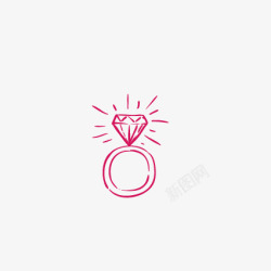 深蓝色钻石手绘粉色钻石戒指高清图片