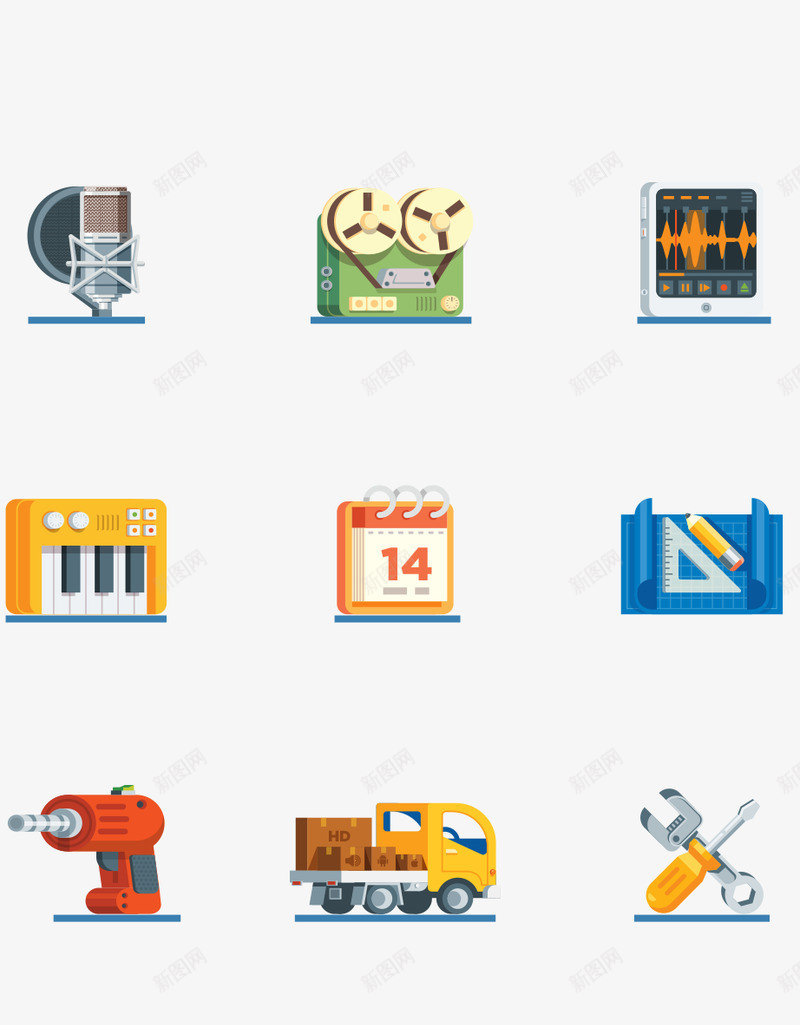 Icons Set for Music Services Agency  Icons Set for Music Services Agency 图标png免抠素材_新图网 https://ixintu.com 图标