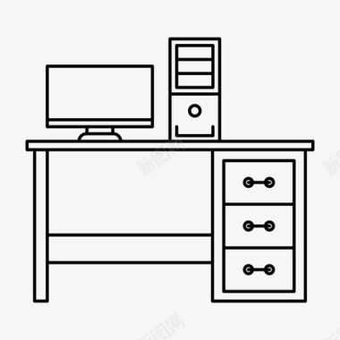 办公桌电脑家具图标