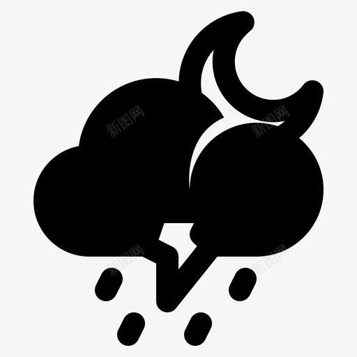 雷雨云天气预报svg_新图网 https://ixintu.com 天气 雷雨云 天气预报 夜晚 天气图 图标