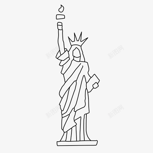 自由女神像美国美国纽约市svg_新图网 https://ixintu.com 自由 女神像 美国 纽约市 世界 地标 柯纳 细线