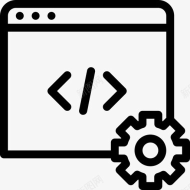 网站编码与齿轮商业数字服务图标