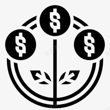 货币增长收益投资图标