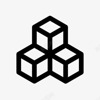 立方体三维盒连接图标