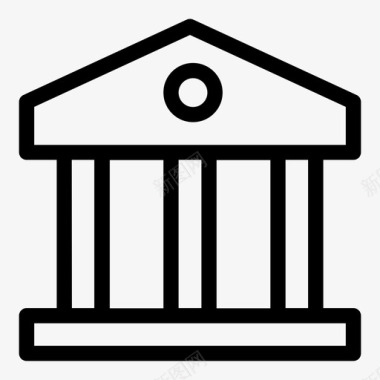 银行建筑物货币图标