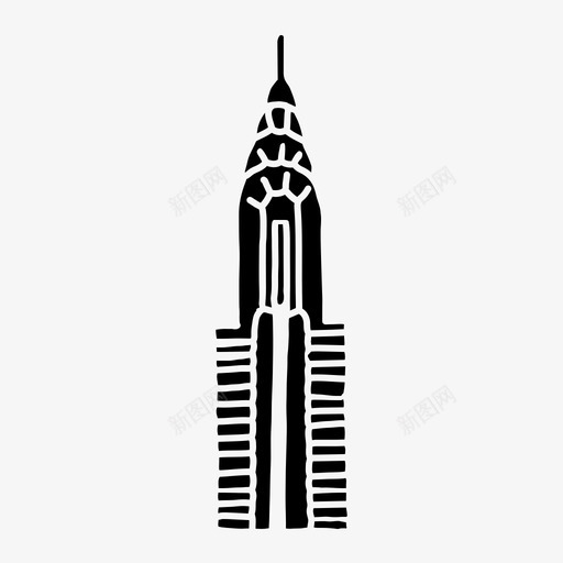 克莱斯勒大厦城市纽约svg_新图网 https://ixintu.com 克莱斯勒 大厦 城市 纽约 素描 摩天大楼 世界 地标 柯纳 固体