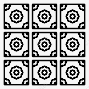 瓷砖地板花卉图案图标