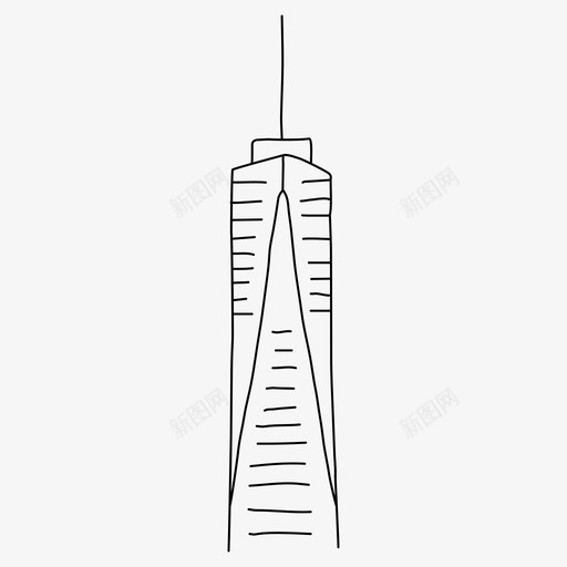 自由塔建筑纽约svg_新图网 https://ixintu.com 自由塔 建筑 纽约 素描 摩天大楼 世界 地标 柯纳 细线