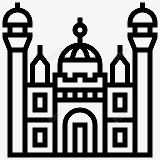 巴德沙希清真寺建筑伊斯兰教svg_新图网 https://ixintu.com 巴德 沙希 清真寺 建筑 伊斯兰教 巴基斯坦 标线